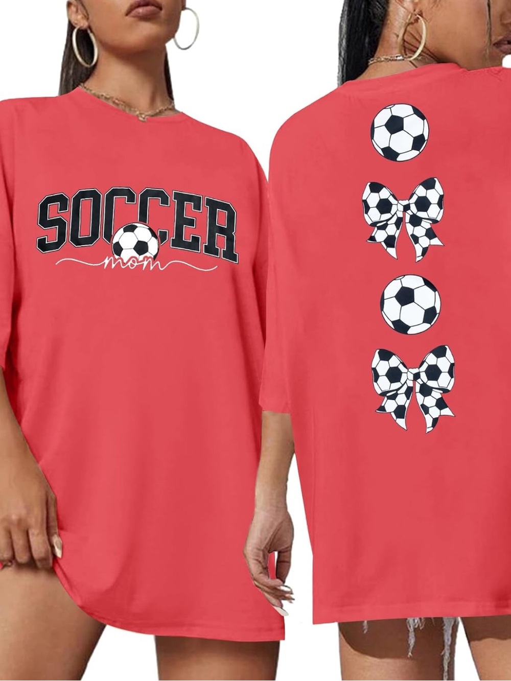 Soccer Mom Graphic Tee - Coral Pink Short Sleeve
